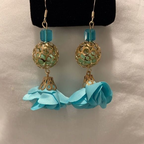 🌷 Handmade 14k gold over 925 Dangle Earrings - Picture 3 of 8